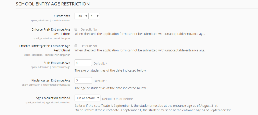 Admission age restrictions