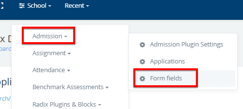 Form fields menu